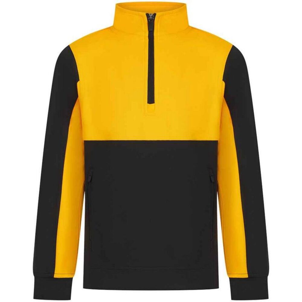 Finden & Hales Childrens/Kids Quarter Zip Track Top / Black/Gold